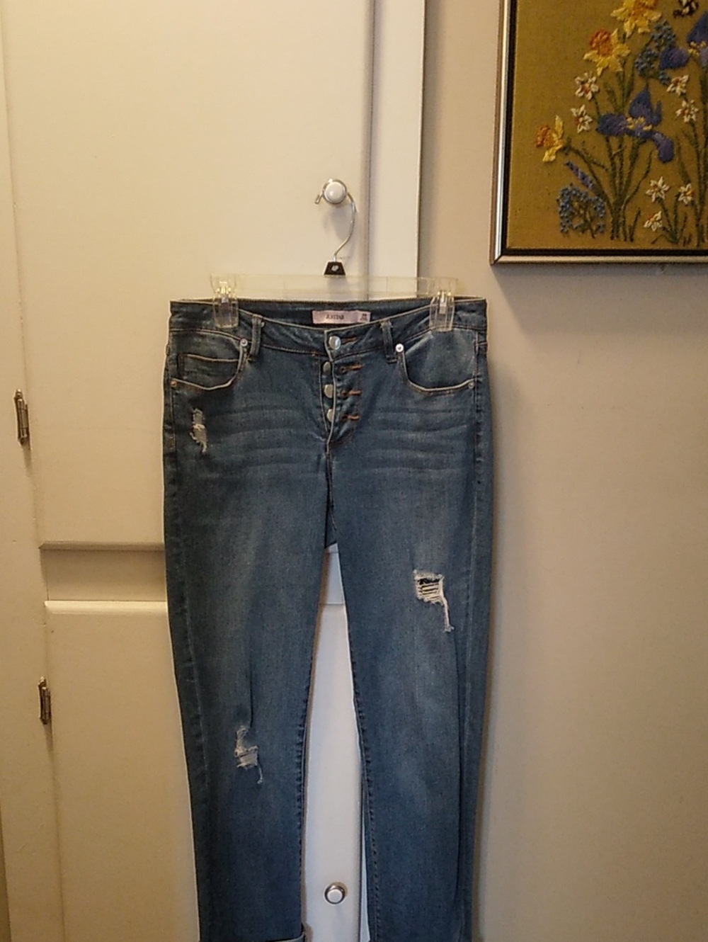 JustFab Women's Skinny Distressed Blue Jeans